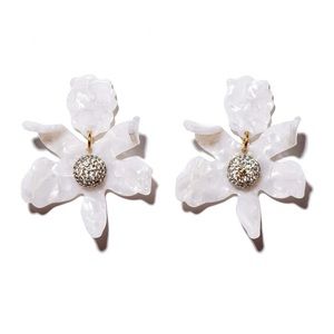 $198 Lele Sadoughi MOTHER OF PEARL SMALL CRYSTAL LILY EARRING White